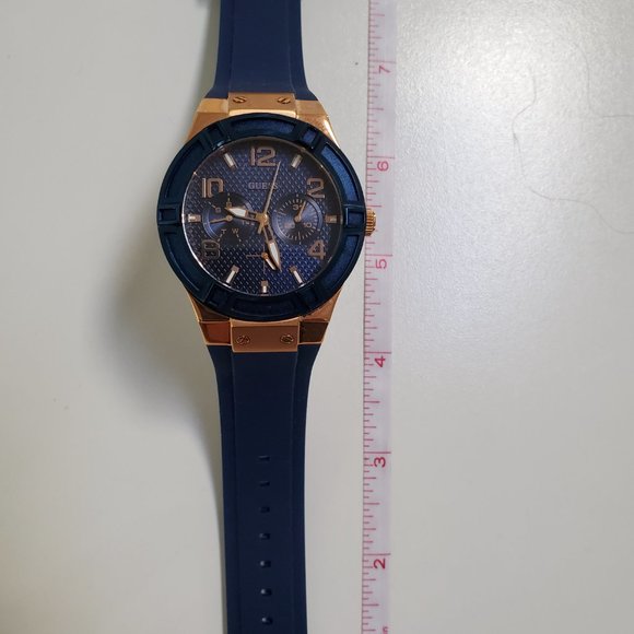GUESS Rose Gold Watch with Blue Silicone Strap main image 5